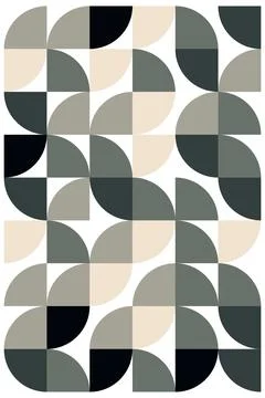 Geometric seamless pattern with half circles and squares in green, beige and Stock Illustration