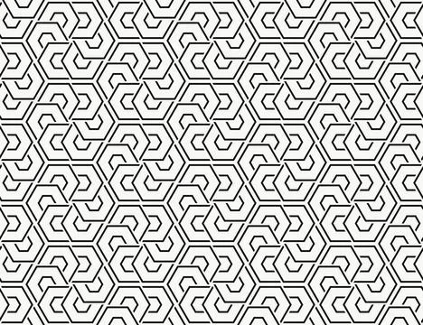 Geometric seamless pattern with hexagon shape  and lines, vector background. Illustrazione stock