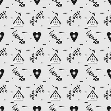 Geometric seamless pattern. Icon style design with house, geo mark in shape of Illustrazione stock