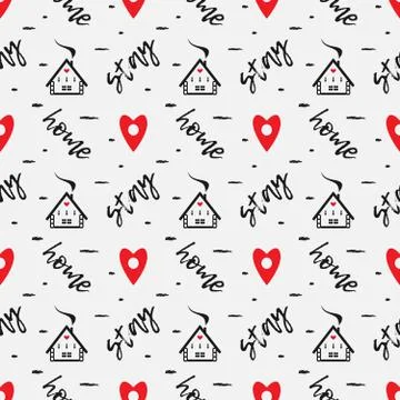 Geometric seamless pattern. Icon style design with house, geo mark in shape of Stock Illustration