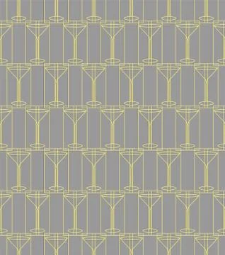 Geometric seamless pattern. Illustration of cocktail glass, alcoholic drink, dry Stock Illustration