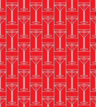 Geometric seamless pattern. Illustration of cocktail glass, alcoholic drink, dry Stock Illustration