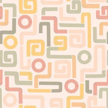 Geometric seamless pattern with labyrinth. Ornament meander chaotic pattern Stock Illustration