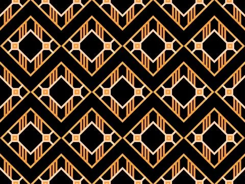 Geometric seamless pattern in line art style. Art deco geometric pattern of.. Illustrazione stock