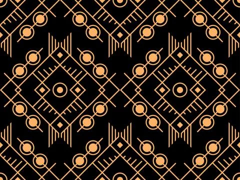 Geometric seamless pattern in line art style. Art deco geometric pattern of.. Stock Illustration