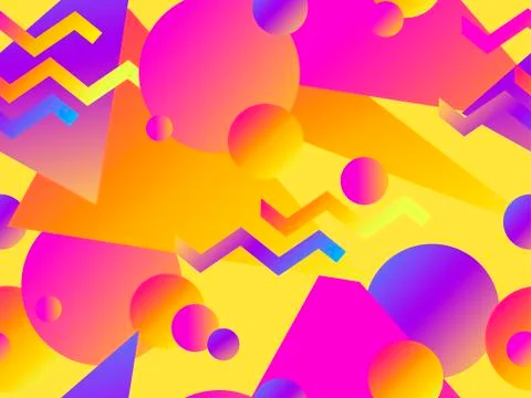 Geometric seamless pattern with liquid gradient. Triangles, circles and point イラスト素材