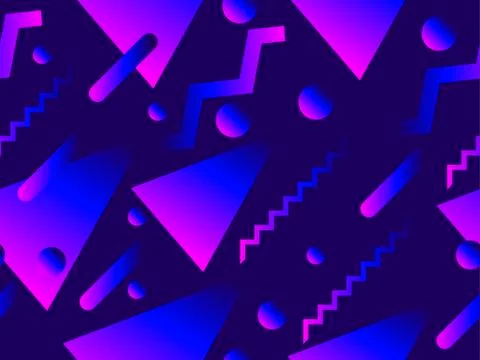 Geometric seamless pattern with liquid gradient. Triangles, circles and point イラスト素材