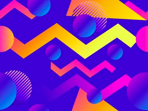 Geometric seamless pattern with liquid gradient. Triangles, circles and point 스톡 일러스트