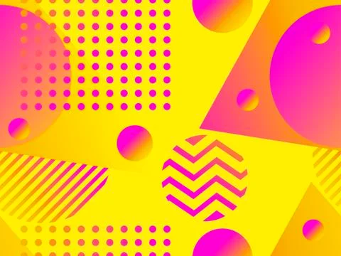 Geometric seamless pattern with liquid gradient. Triangles, circles and point Illustrazione stock