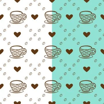Geometric seamless pattern. Love for coffee concept. Stylish texture with beans Stock Illustration