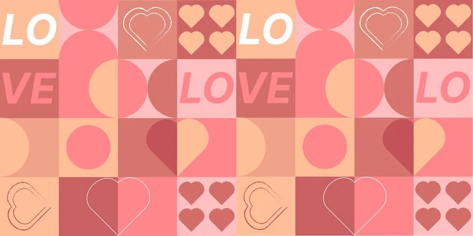 Geometric seamless pattern love theme bauhaus pink Stockillustratie