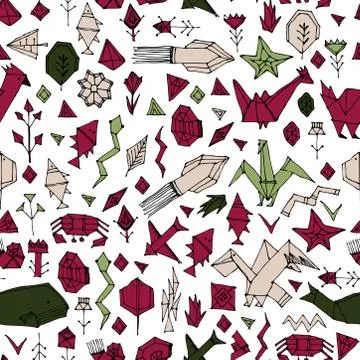 Geometric seamless pattern with Marine animals and plants, black contours dec Stock Illustration