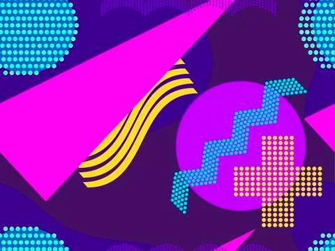 Geometric seamless pattern in memphis and pop art style. Point geometric shap Stock Illustration