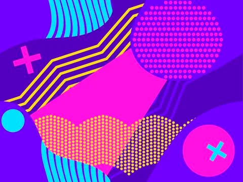 Geometric seamless pattern in memphis and pop art style. Point geometric shap Stockillustratie