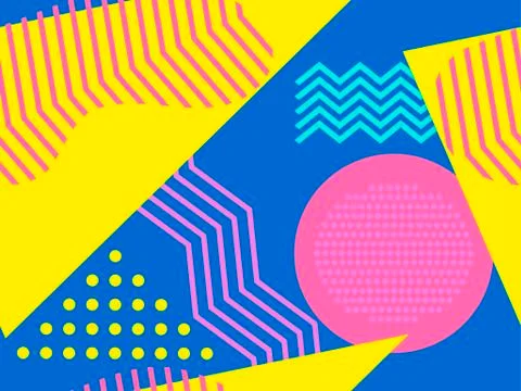 Geometric seamless pattern in memphis and pop art style. Point geometric shap Illustrazione stock