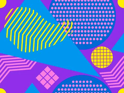 Geometric seamless pattern in memphis and pop art style. Point geometric shap Stockillustratie