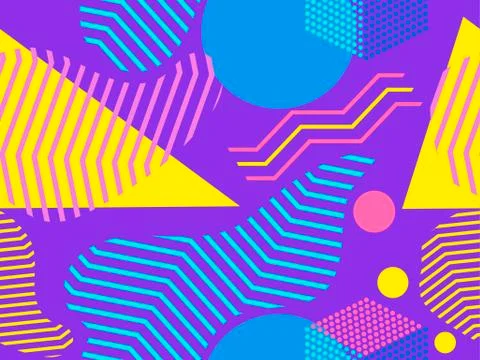 Geometric seamless pattern in memphis and pop art style. Point geometric shap Stock Illustration