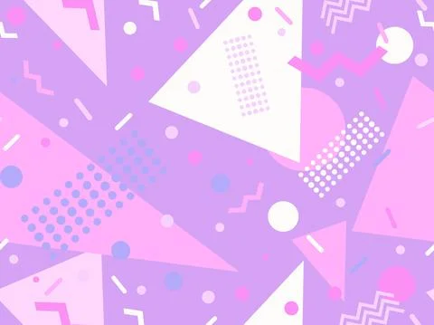 Geometric seamless pattern with memphis elements in 80s style. Colorful geome Stock Illustration