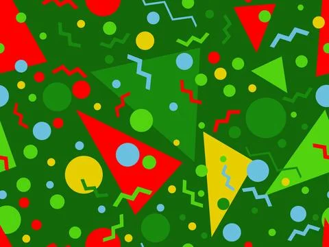 Geometric seamless pattern with memphis elements in 80s style. Colorful geo.. イラスト素材