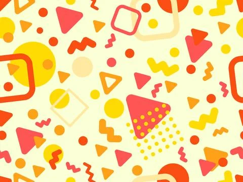 Geometric seamless pattern with memphis elements in 80s style. Colorful geo.. Stockillustratie
