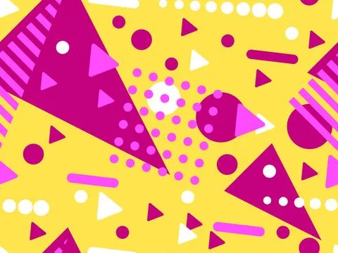 Geometric seamless pattern with memphis elements in 80s style. Colorful geo.. Stockillustratie