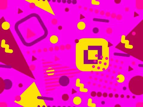 Geometric seamless pattern with memphis elements in 80s style Illustrazione stock