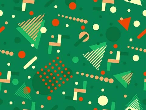 Geometric seamless pattern with memphis elements in 80s style. Colorful geo.. イラスト素材