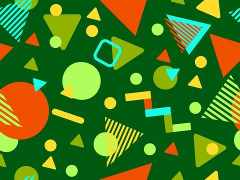 Geometric seamless pattern with memphis elements in 80s style. Colorful geo.. イラスト素材