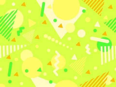 Geometric seamless pattern with memphis elements in 80s style. Colorful geo.. Illustrazione stock