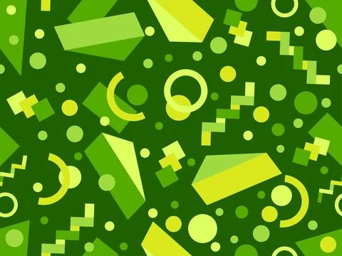 Geometric seamless pattern with memphis elements in 80s style. Colorful geo.. Stock Illustration