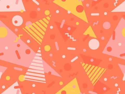 Geometric seamless pattern with memphis elements in 80s style. Colorful geo.. Stockillustratie
