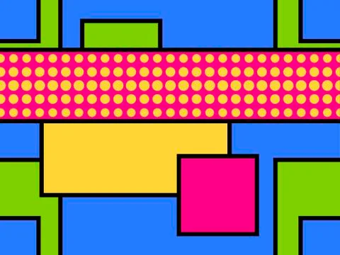 Geometric seamless pattern in the memphis style of the 80s. Dots and dotted l Stock-Illustration