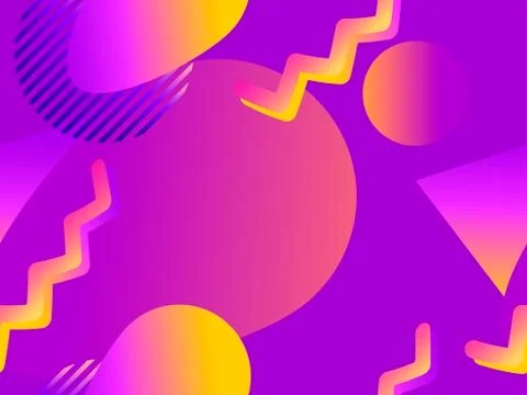 Geometric seamless pattern in memphis style of the 80s. Fluid gradient shapes イラスト素材