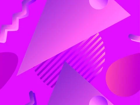 Geometric seamless pattern in memphis style of the 80s. Fluid gradient shapes Stock Illustration