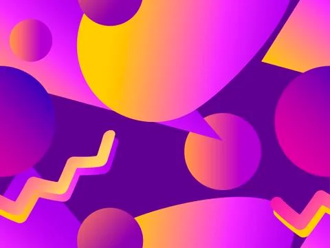 Geometric seamless pattern in memphis style of the 80s. Fluid gradient shapes イラスト素材