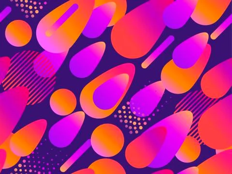 Geometric seamless pattern in memphis style of the 80s. Fluid gradient shapes Stock-Illustration