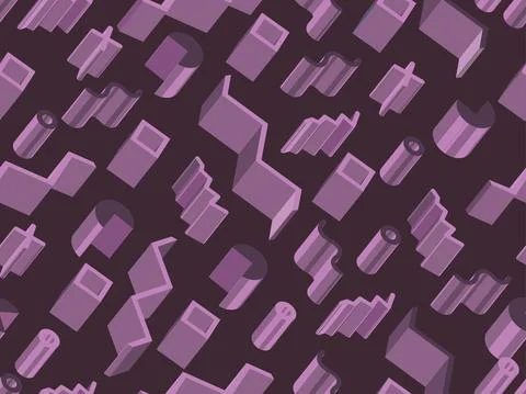 Geometric seamless pattern in memphis style with 3d geometric shapes 스톡 일러스트