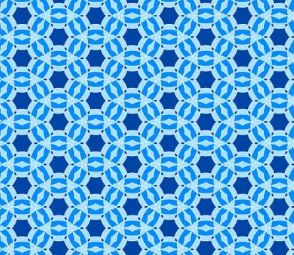 Geometric seamless pattern. Mix blue and white kaleidoscope. Oriental ornamen Stock Illustration