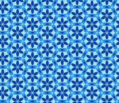 Geometric seamless pattern. Mix blue and white kaleidoscope. Oriental ornamen Stock Illustration