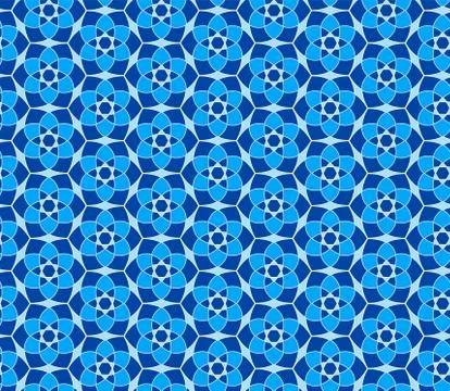 Geometric seamless pattern. Mix blue and white kaleidoscope. Oriental ornamen Stock Illustration