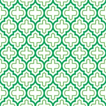 Geometric seamless pattern, Moroccan tiles design, green background Stock Illustration