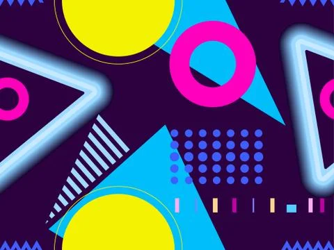 Geometric seamless pattern with neon glow effect. Background in the style of  스톡 일러스트