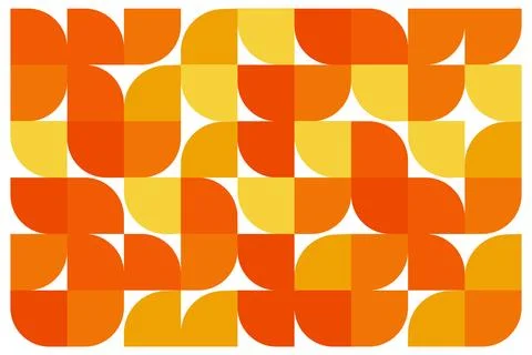 Geometric seamless pattern with orange and yellow abstract half circle shapes on Illustrazione stock