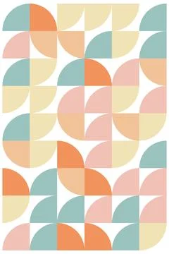 Geometric seamless pattern with pastel half circles and squares in orange 스톡 일러스트