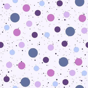 Geometric seamless pattern with pink and purple polka dots. Stock Illustration
