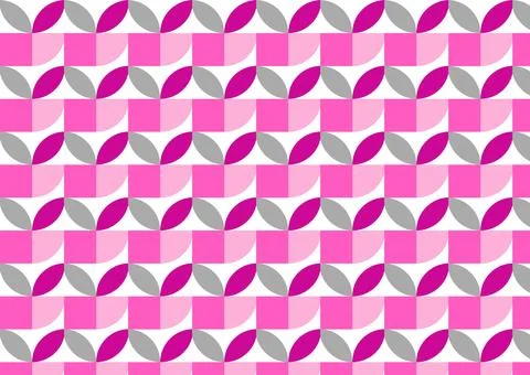 Geometric Seamless Pattern with Pink and Grey Curved Leaf Shapes Stock Illustration