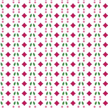 Geometric seamless pattern with pink dots and green diamonds Stock Illustration