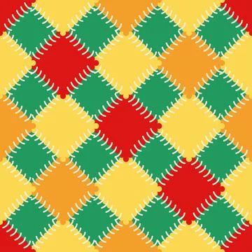 A geometric seamless pattern in a preppy style with diamond-shaped lace and.. イラスト素材