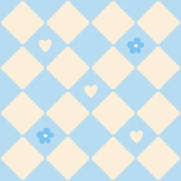 A geometric seamless pattern in a preppy style with diamond-shaped lace and c イラスト素材