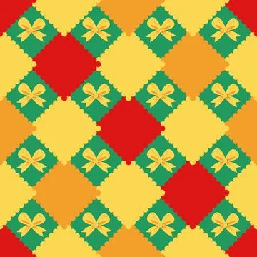A geometric seamless pattern in a preppy style with diamond-shaped lace and.. 스톡 일러스트